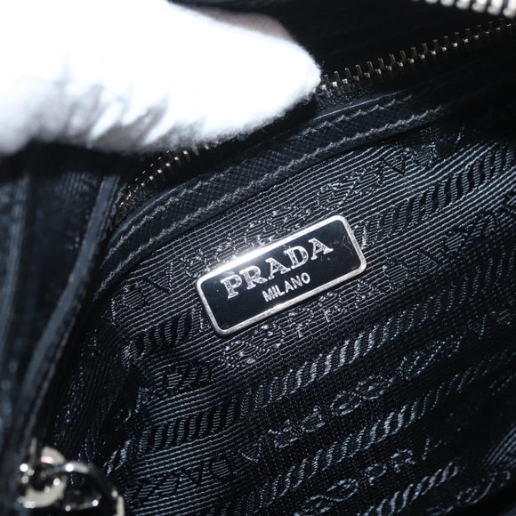 PRADA Shoulder Bag Nylon Black Silver Auth 175723