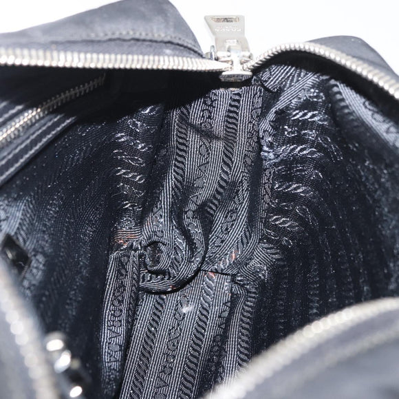PRADA Shoulder Bag Nylon Black Silver Auth 175723