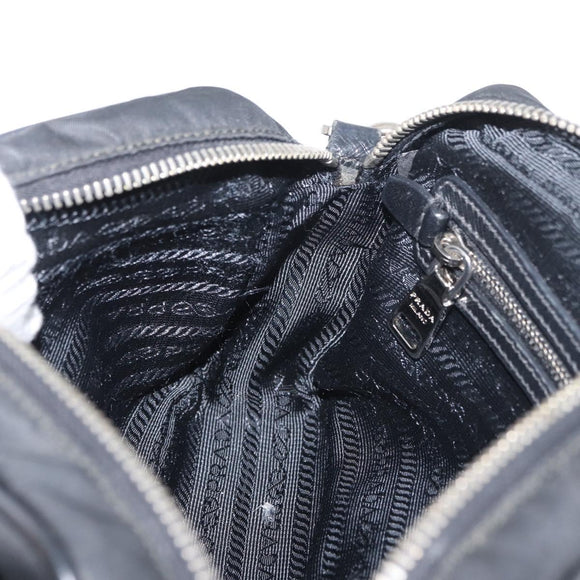 PRADA Shoulder Bag Nylon Black Silver Auth 175723