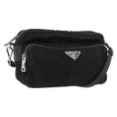 PRADA Shoulder Bag Nylon Black Silver Auth 175723-1