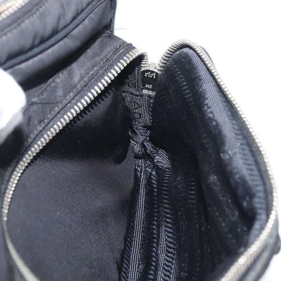 PRADA Shoulder Bag Nylon Black Silver Auth 175723