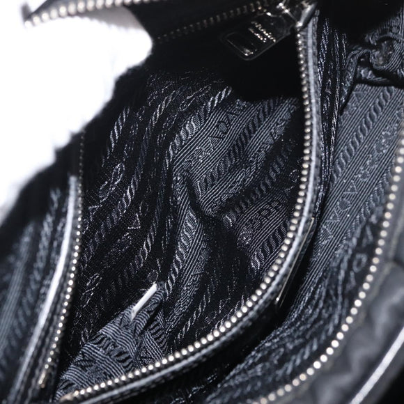 PRADA Shoulder Bag Nylon Black Silver Auth 175723