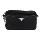 PRADA Shoulder Bag Nylon Black Silver Auth 175723-13