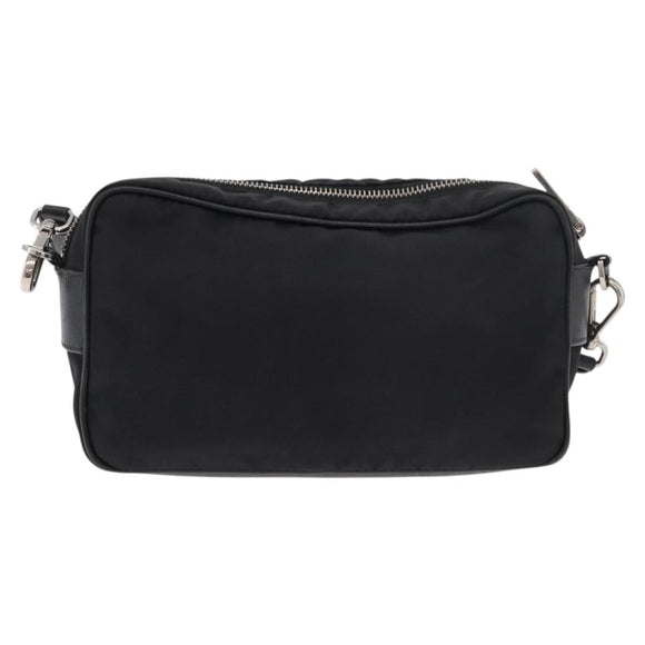 PRADA Shoulder Bag Nylon Black Silver Auth 175723