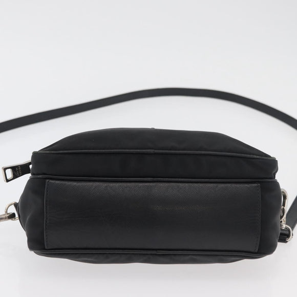 PRADA Shoulder Bag Nylon Black Silver Auth 175723