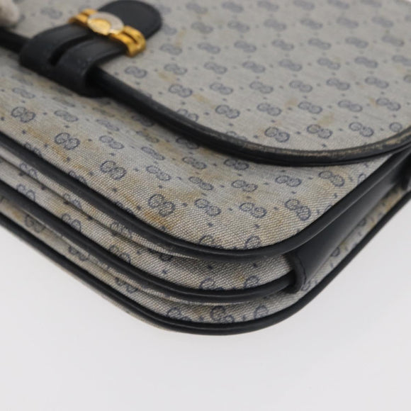 GUCCI Micro GG Supreme Shoulder Bag PVC Navy Gold 001 406 1780 Auth 175726