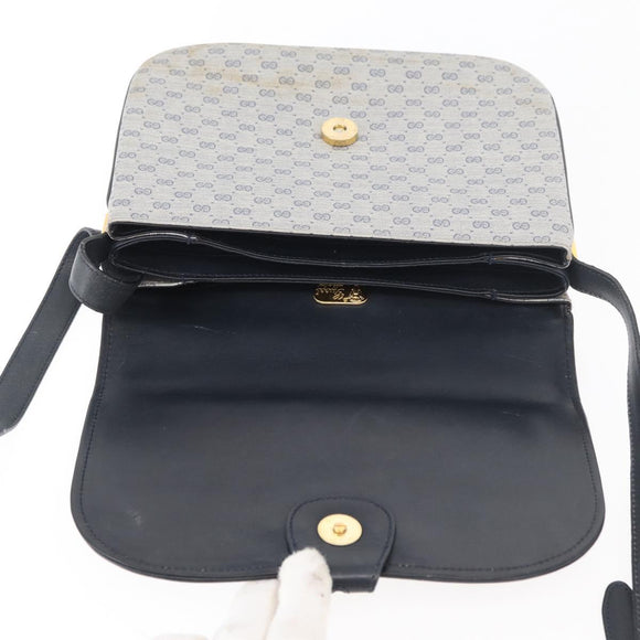 GUCCI Micro GG Supreme Shoulder Bag PVC Navy Gold 001 406 1780 Auth 175726
