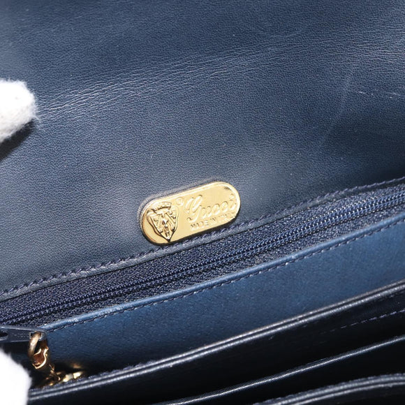 GUCCI Micro GG Supreme Shoulder Bag PVC Navy Gold 001 406 1780 Auth 175726
