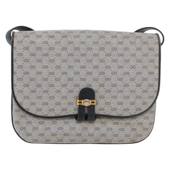 GUCCI Micro GG Supreme Shoulder Bag PVC Navy Gold 001 406 1780 Auth 175726