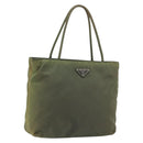 PRADA Handtasche Nylon Khaki Silber Auth 175731-1
