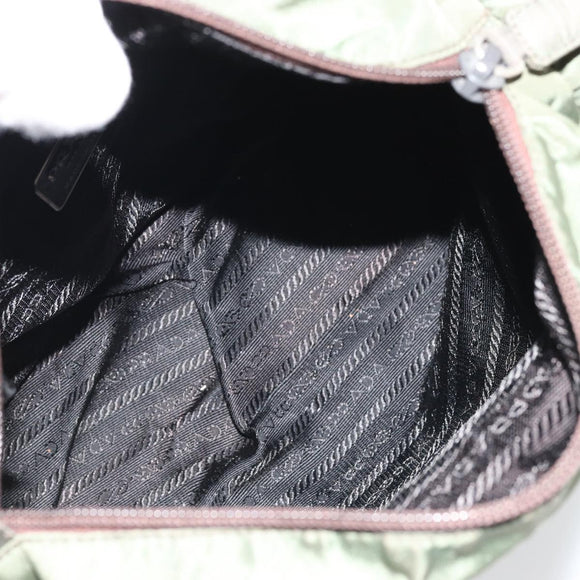 PRADA Handtasche Nylon Khaki Silber Auth 175731
