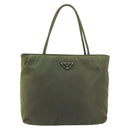 PRADA Handtasche Nylon Khaki Silber Auth 175731-13