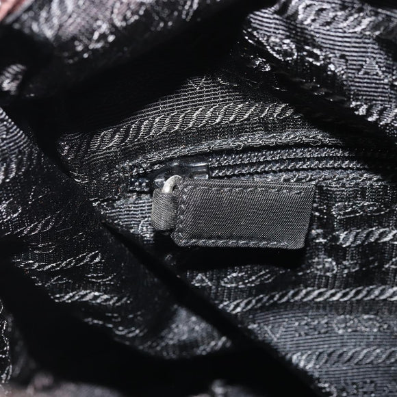 PRADA Handtasche Nylon Khaki Silber Auth 175731