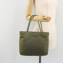 PRADA Handtasche Nylon Khaki Silber Auth 175731-23