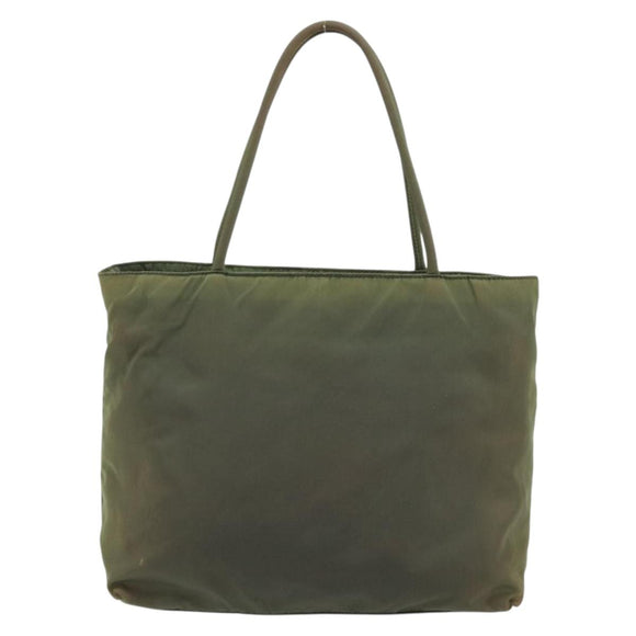 PRADA Handtasche Nylon Khaki Silber Auth 175731