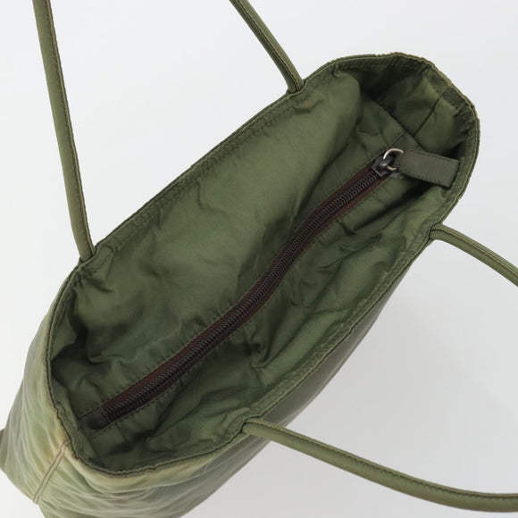 PRADA Handtasche Nylon Khaki Silber Auth 175731