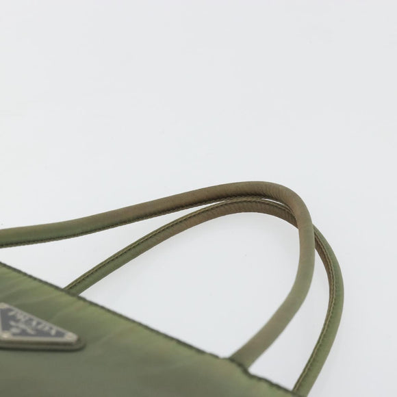 PRADA Handtasche Nylon Khaki Silber Auth 175731