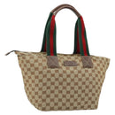 GUCCI GG Canvas Web Sherry Line Tote Bag Beige Red Green 131230 Auth 175733-1