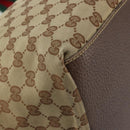 GUCCI GG Canvas Web Sherry Line Tote Bag Beige Red Green 131230 Auth 175733-13