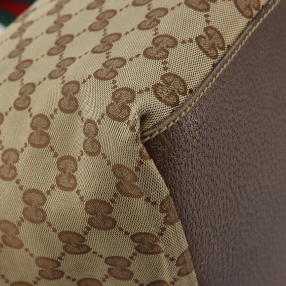 GUCCI GG Canvas Web Sherry Line Tote Bag Beige Red Green 131230 Auth 175733