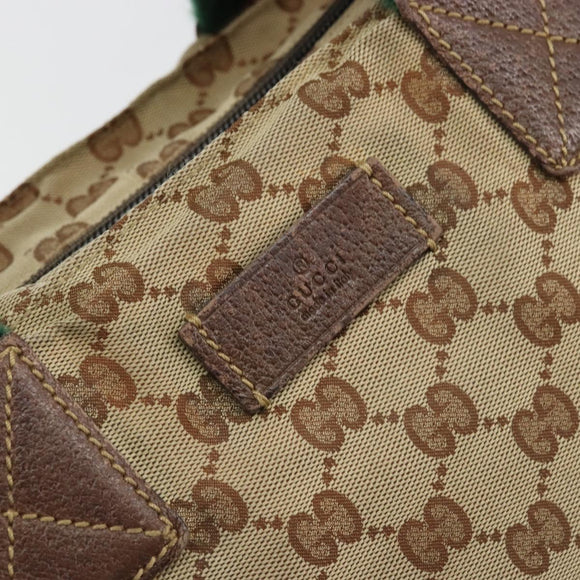 GUCCI GG Canvas Web Sherry Line Tote Bag Beige Red Green 131230 Auth 175733