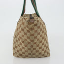 GUCCI GG Canvas Web Sherry Line Tote Bag Beige Red Green 131230 Auth 175733-4