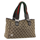 GUCCI GG Canvas Web Sherry Line Hand Bag Beige Red Green 145810 Auth 175735-1