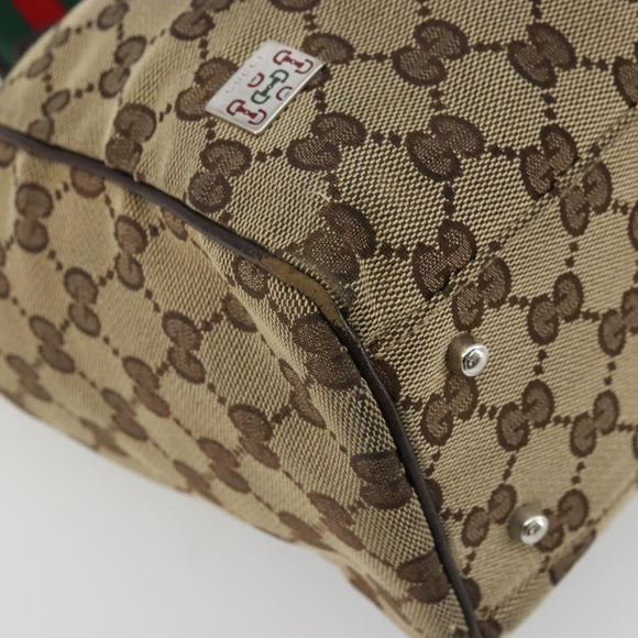 GUCCI GG Canvas Web Sherry Line Hand Bag Beige Red Green 145810 Auth 175735
