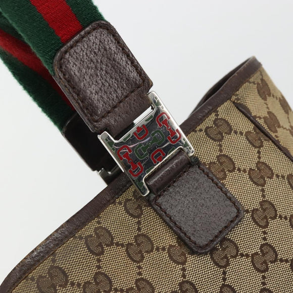 GUCCI GG Canvas Web Sherry Line Hand Bag Beige Red Green 145810 Auth 175735