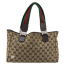 GUCCI GG Canvas Web Sherry Line Hand Bag Beige Red Green 145810 Auth 175735-13