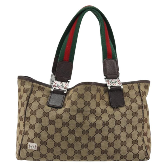 GUCCI GG Canvas Web Sherry Line Hand Bag Beige Red Green 145810 Auth 175735