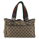 GUCCI GG Canvas Web Sherry Line Hand Bag Beige Red Green 145810 Auth 175735-2