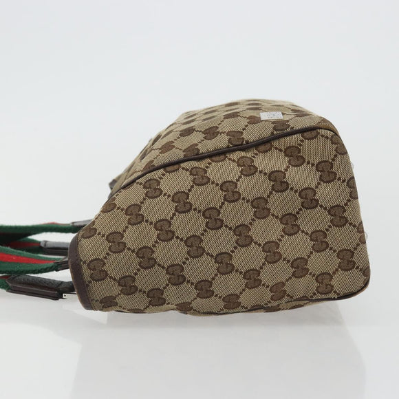 GUCCI GG Canvas Web Sherry Line Hand Bag Beige Red Green 145810 Auth 175735