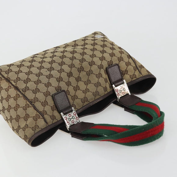 GUCCI GG Canvas Web Sherry Line Hand Bag Beige Red Green 145810 Auth 175735