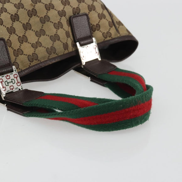 GUCCI GG Canvas Web Sherry Line Hand Bag Beige Red Green 145810 Auth 175735