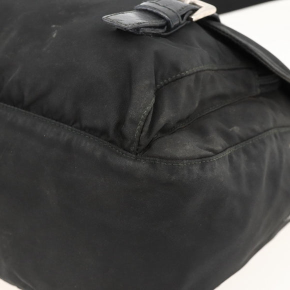PRADA Shoulder Bag Nylon Black Silver Auth 175736