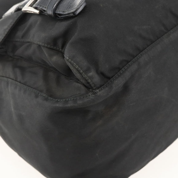 PRADA Shoulder Bag Nylon Black Silver Auth 175736