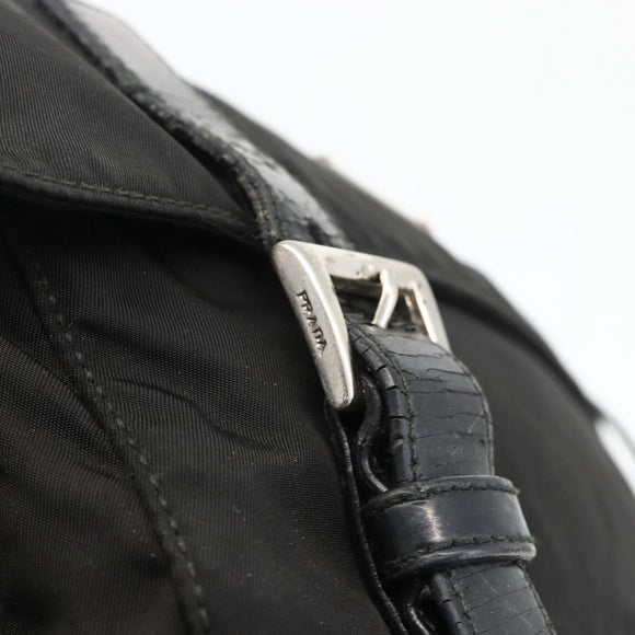 PRADA Shoulder Bag Nylon Black Silver Auth 175736
