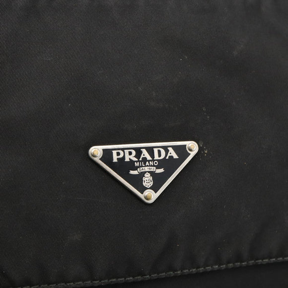 PRADA Shoulder Bag Nylon Black Silver Auth 175736