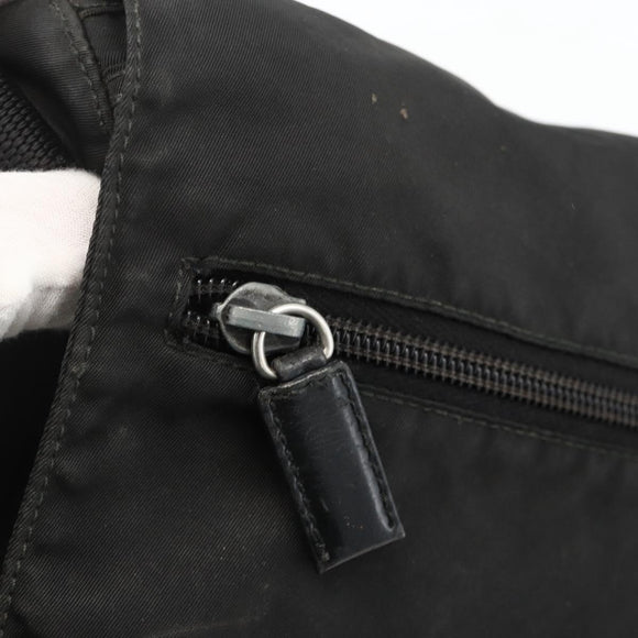 PRADA Shoulder Bag Nylon Black Silver Auth 175736