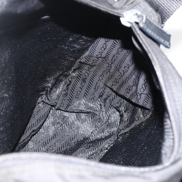 PRADA Shoulder Bag Nylon Black Silver Auth 175736