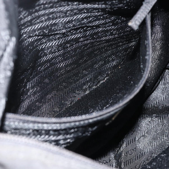 PRADA Shoulder Bag Nylon Black Silver Auth 175736