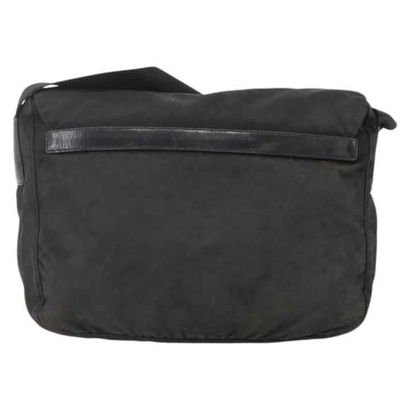 PRADA Shoulder Bag Nylon Black Silver Auth 175736