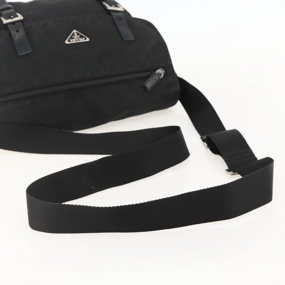 PRADA Shoulder Bag Nylon Black Silver Auth 175736
