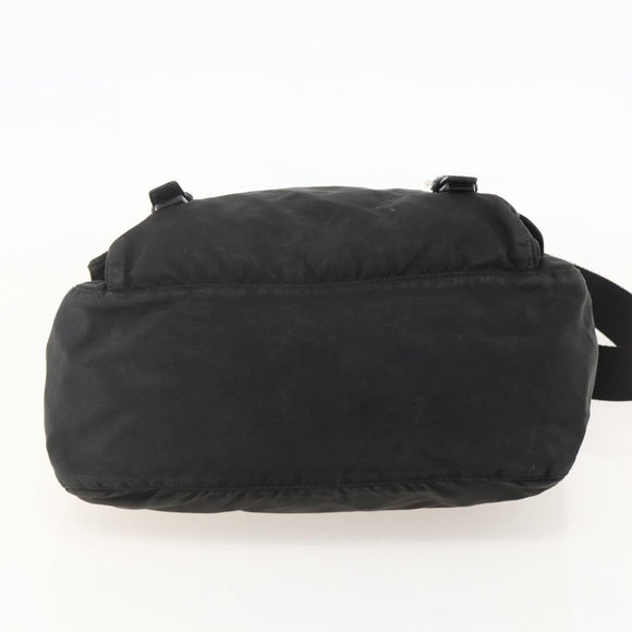PRADA Shoulder Bag Nylon Black Silver Auth 175736