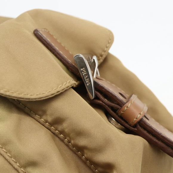 PRADA Shoulder Bag Nylon Khaki Silver Auth 175738