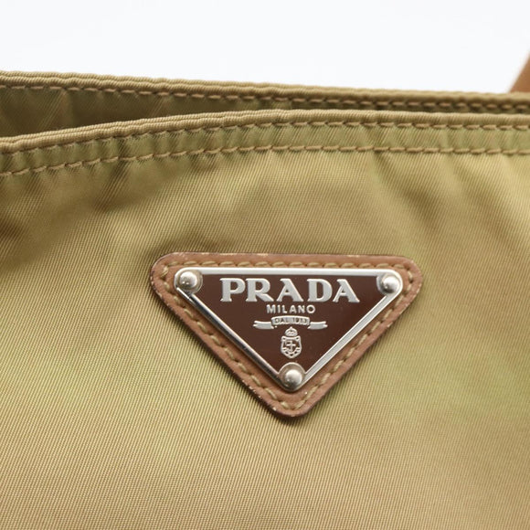 PRADA Shoulder Bag Nylon Khaki Silver Auth 175738