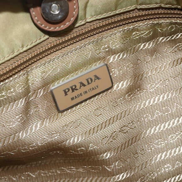 PRADA Shoulder Bag Nylon Khaki Silver Auth 175738
