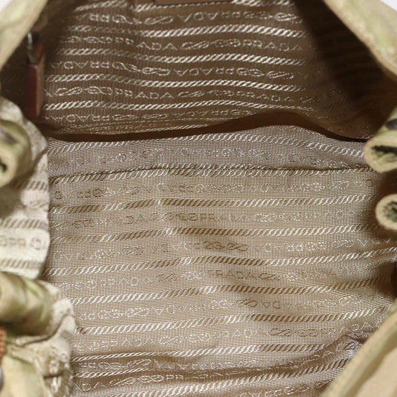 PRADA Shoulder Bag Nylon Khaki Silver Auth 175738