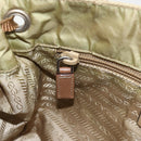 PRADA Shoulder Bag Nylon Khaki Silver Auth 175738-21